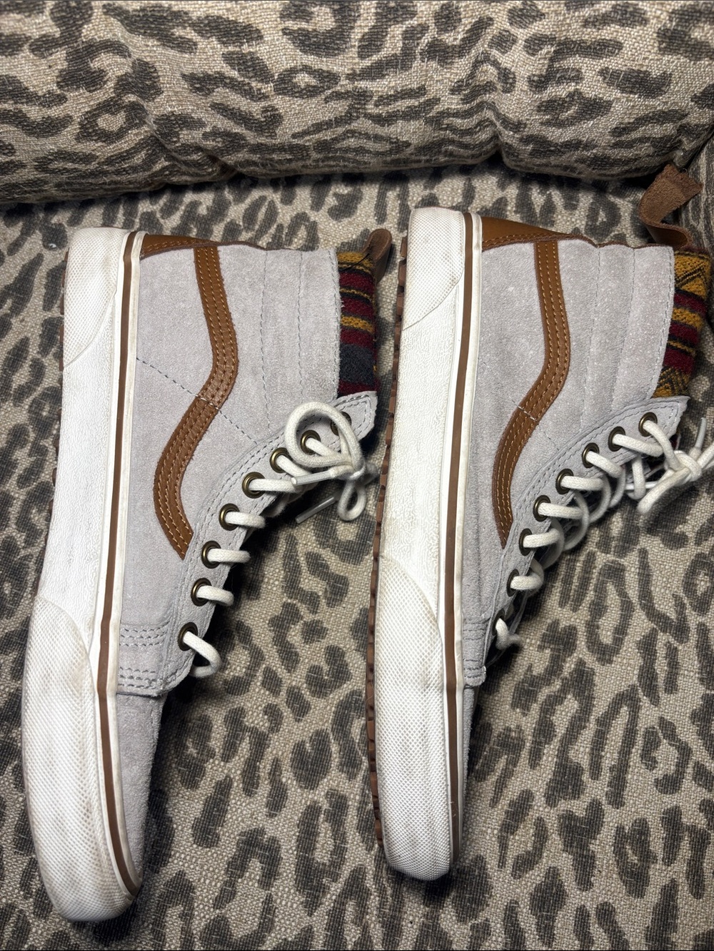 Vans sk8 MTE Scotchbrite light grey suede high top sneaker Aztec fabric accent - Picture 8 of 14